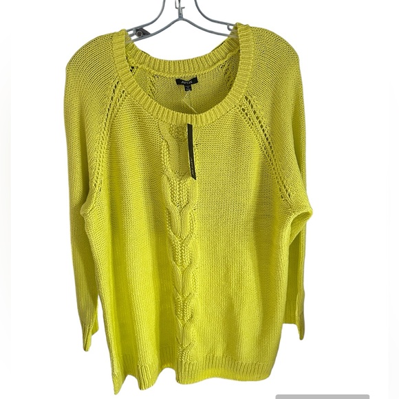 Apt. 9 Sweaters - APT 9 bright limeade cable pullover sweater, size 1X, Acrylic (NWT)